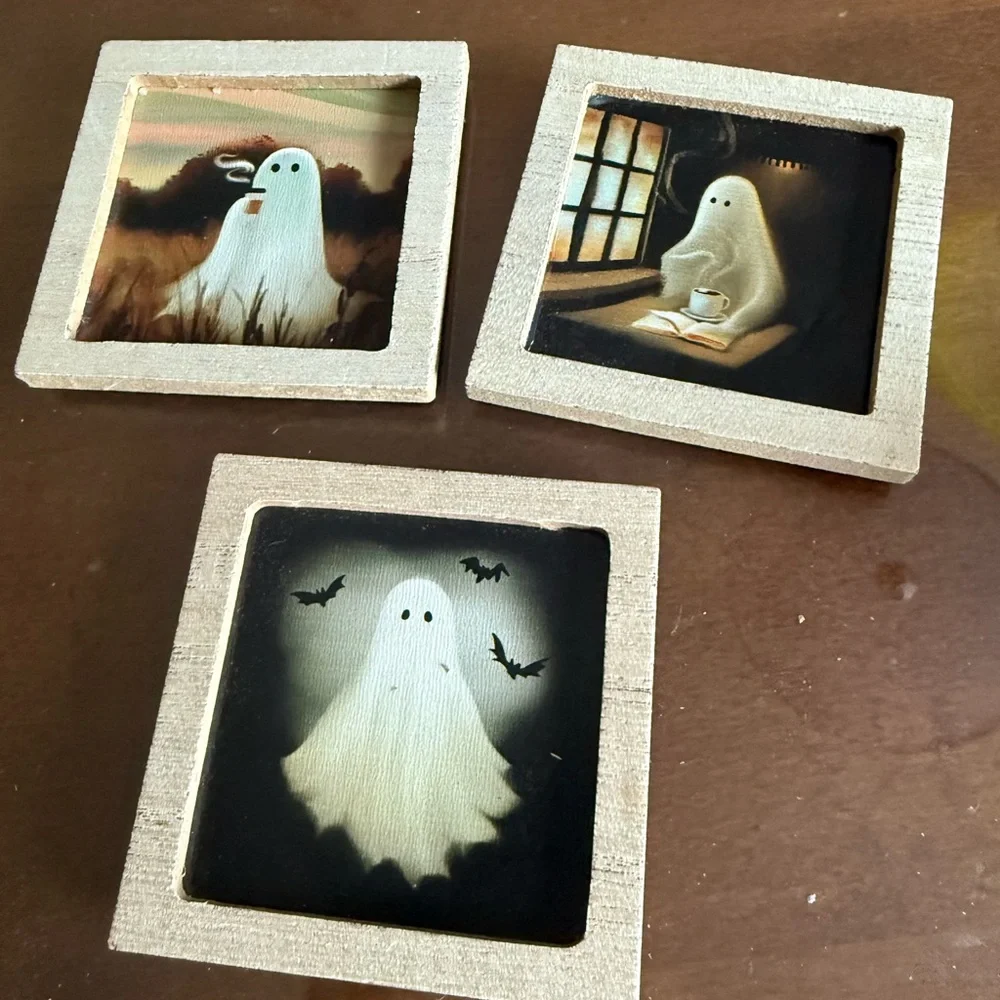 Target Wooden Ghost Magnets - Black, White, Brown